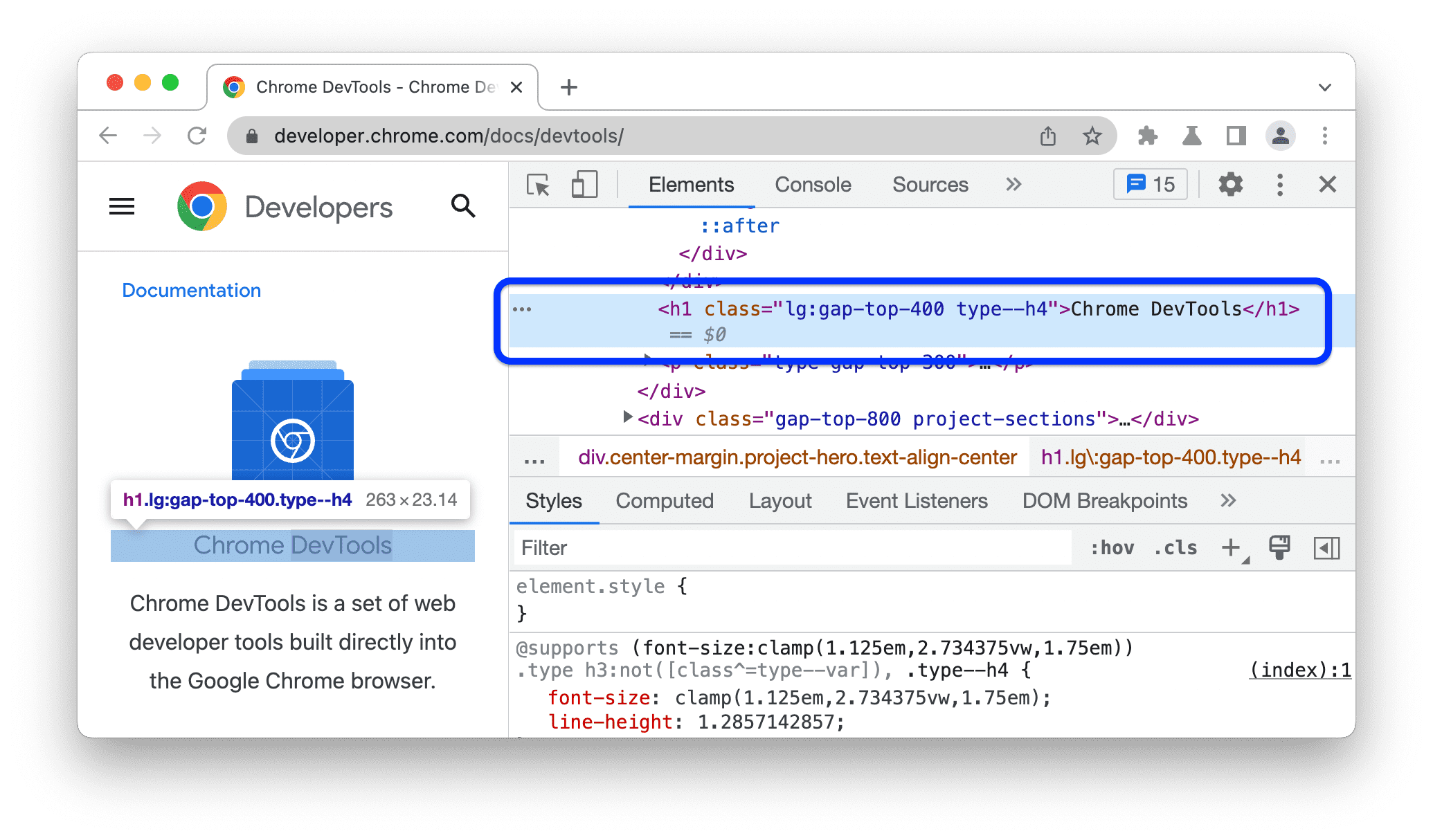 Chrome DevTools panel showing HTML structure